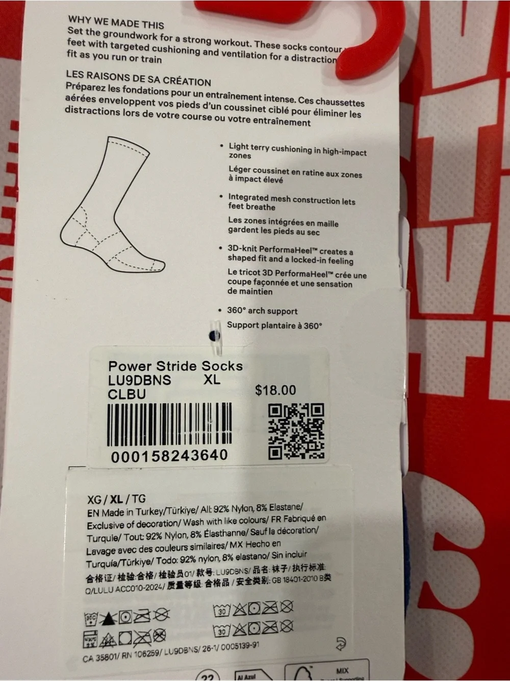 lululemon athletica Red Athletic Crew Socks with Stripes